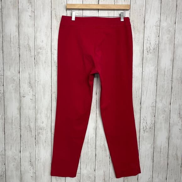 Krazy Larry Red Mid Rise Stretch Skinny Pull On Colorful Bright Ankle Pants 8 - Picture 2 of 6